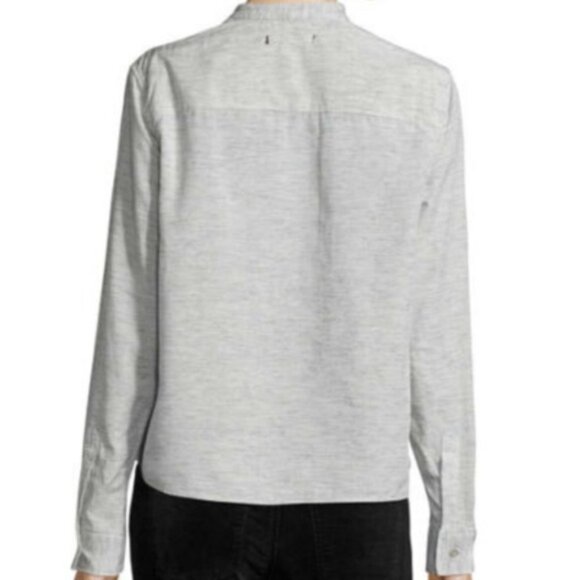 RAG & BONE / JEAN linen blend cropped button down // heather grey //  Large - Picture 3 of 5